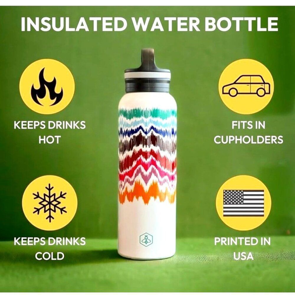 Biddlebee 25oz Insulated Water Bottle With Chug Cap and Built-In Handle NWT